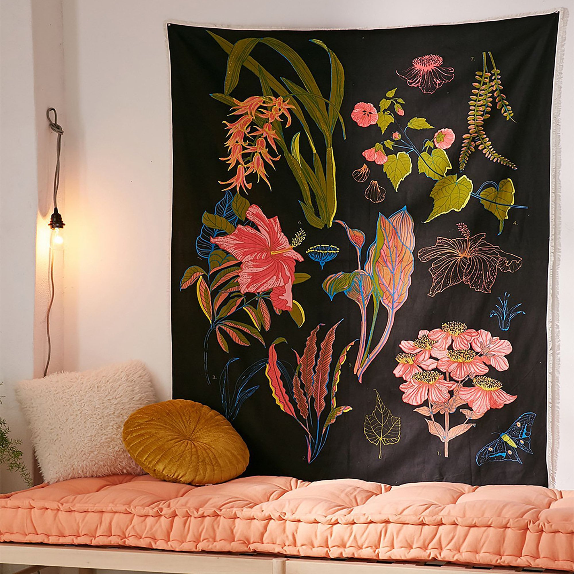 Botanical Tapestry Plant Tapestry Floral Wall Tapestry Etsy