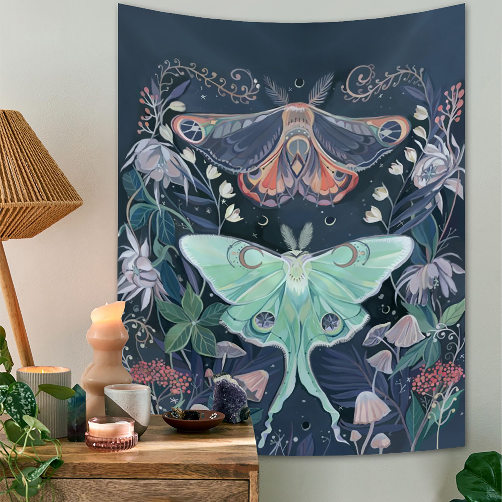 Butterfly Tapestry Wall Hanging Butterfly Wall Art Mushroom Etsy