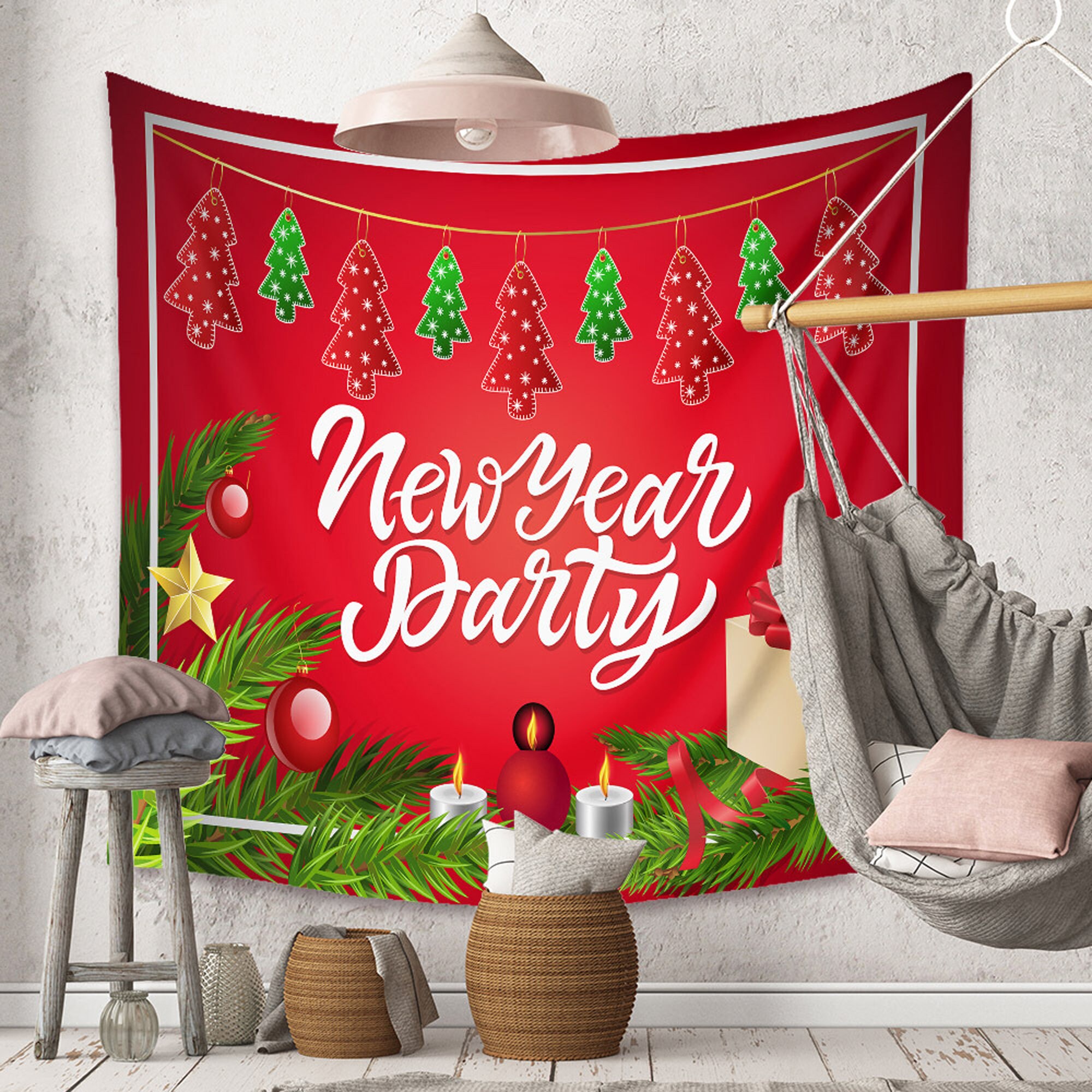 Merry Christmas Tapestry Wall Hanging Santa Claus Tapestry  Etsy