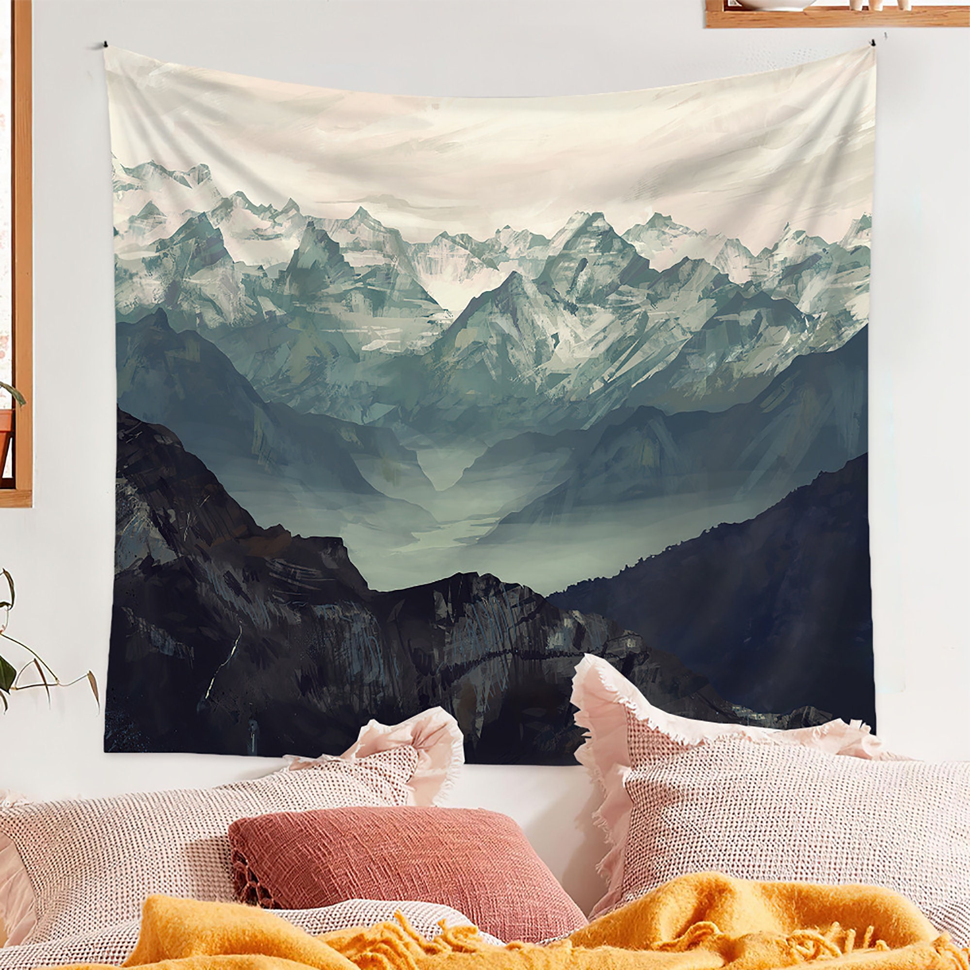 Mountain Wall Tapestry Scenic Mountain Valley View  Etsy