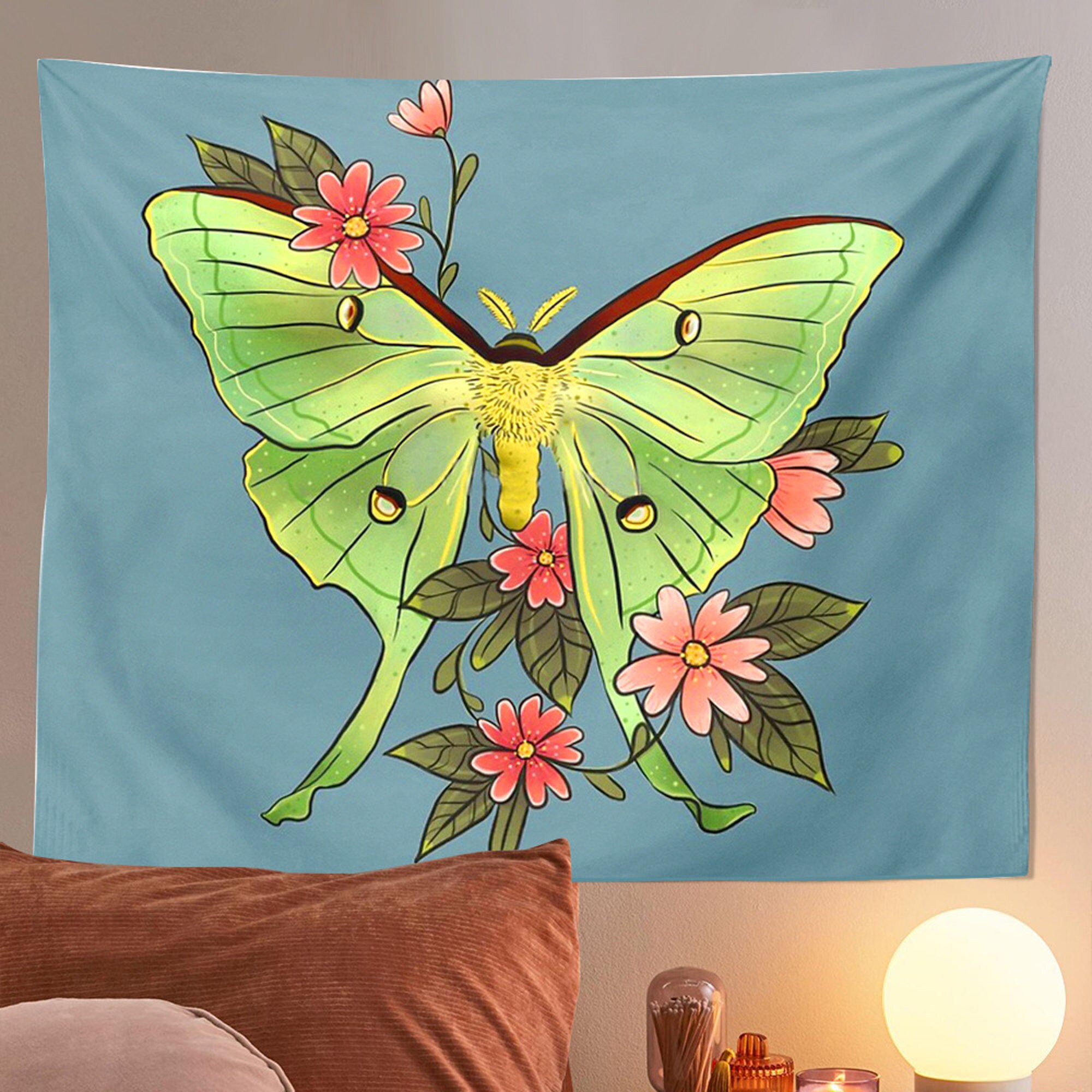 Butterfly Tapestry Wall Decor Butterfly Wall Art Flower Etsy