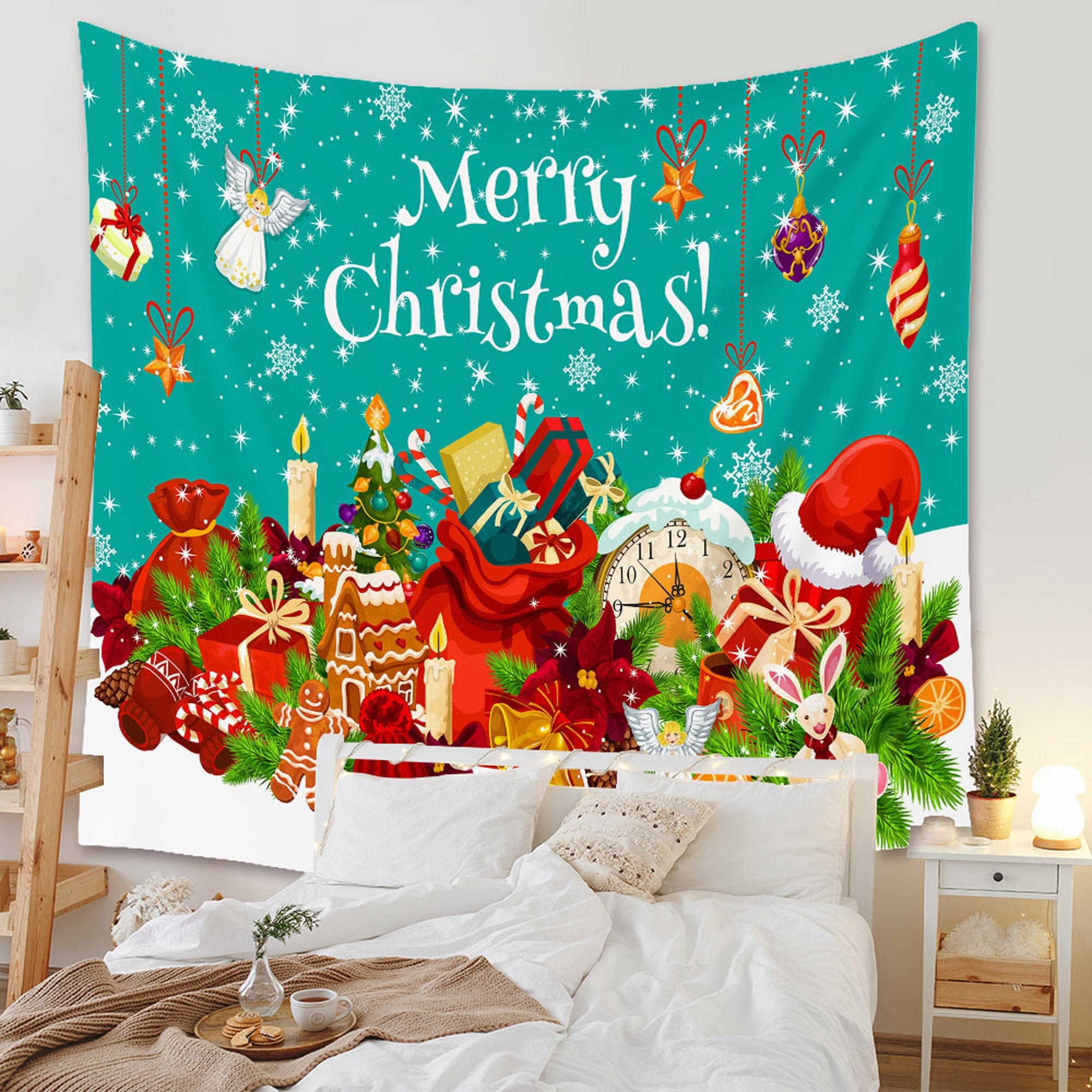 Merry Christmas Tapestry Wall Hanging Santa Claus Tapestry  Etsy