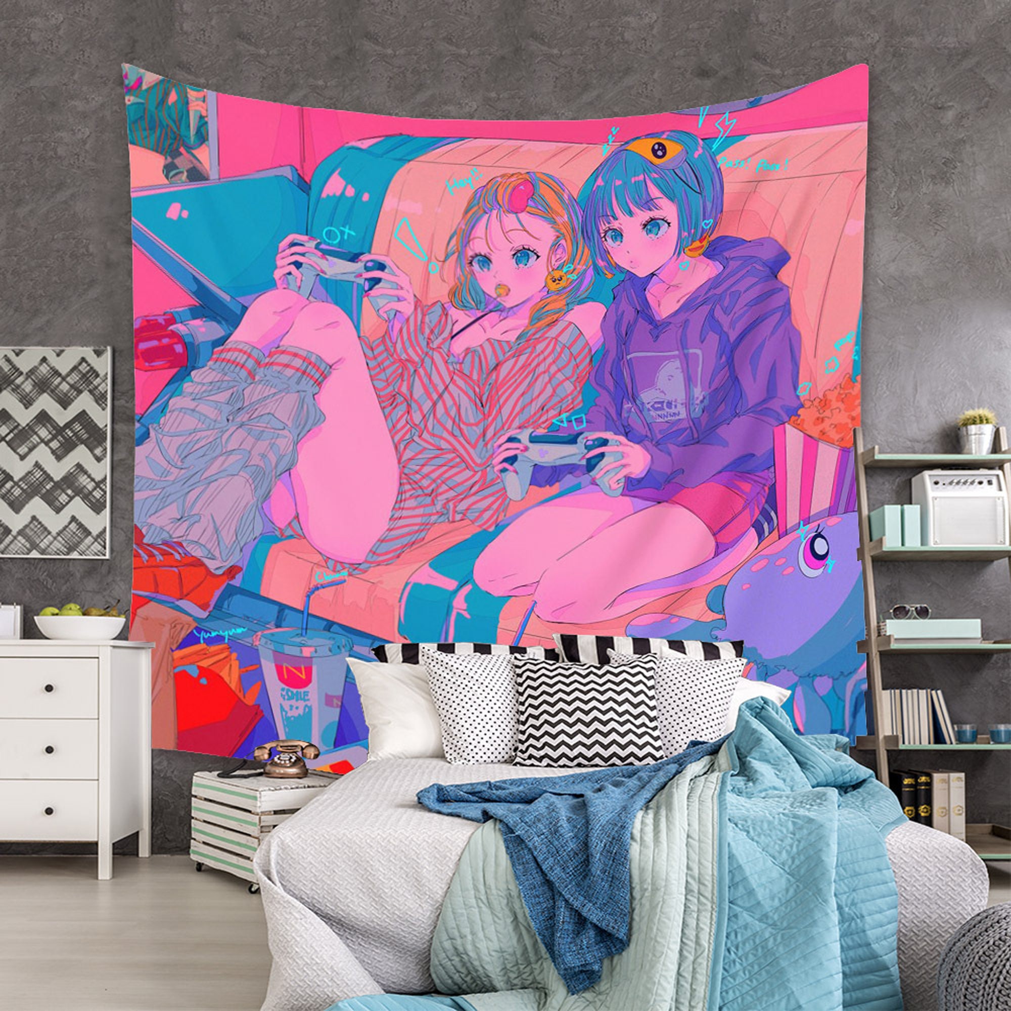 Anime Girl Tapestry Sexy Girl Kawaii Tapestry Girl Tapestry Etsy