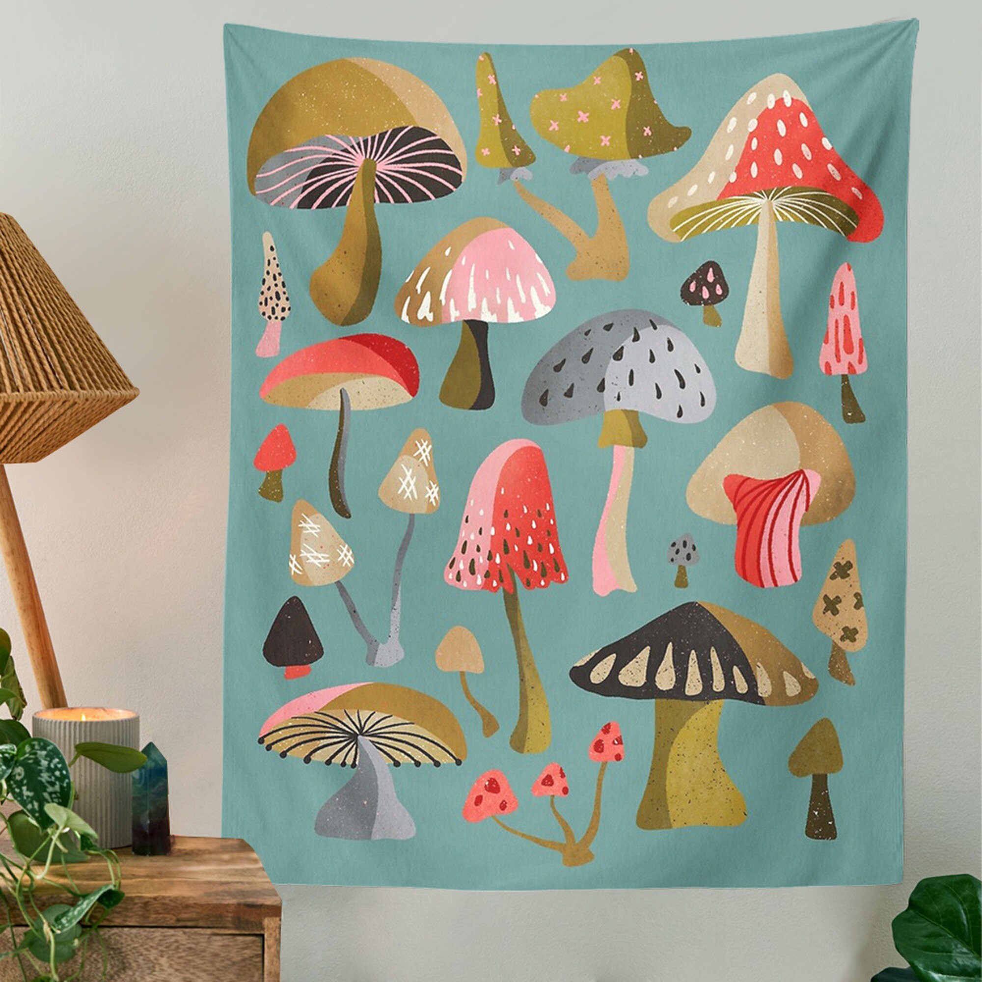 Mushroom Tapestry Vintage Mushroom Art Cute Mushroom Wall Etsy