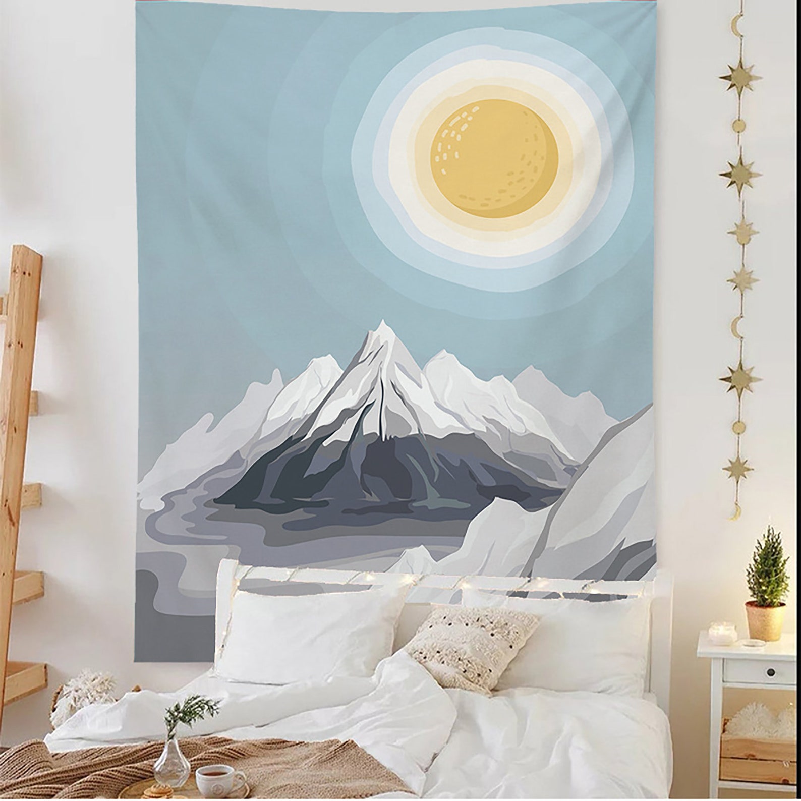 Snow Mountain Tapestry Sun Rise Tapestry Minimalist | Etsy