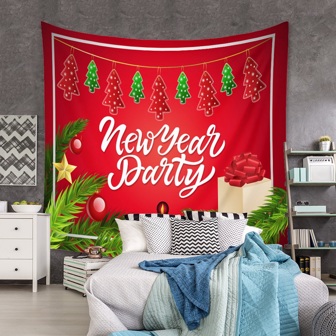 Merry Christmas Tapestry Wall Hanging Santa Claus Tapestry Etsy