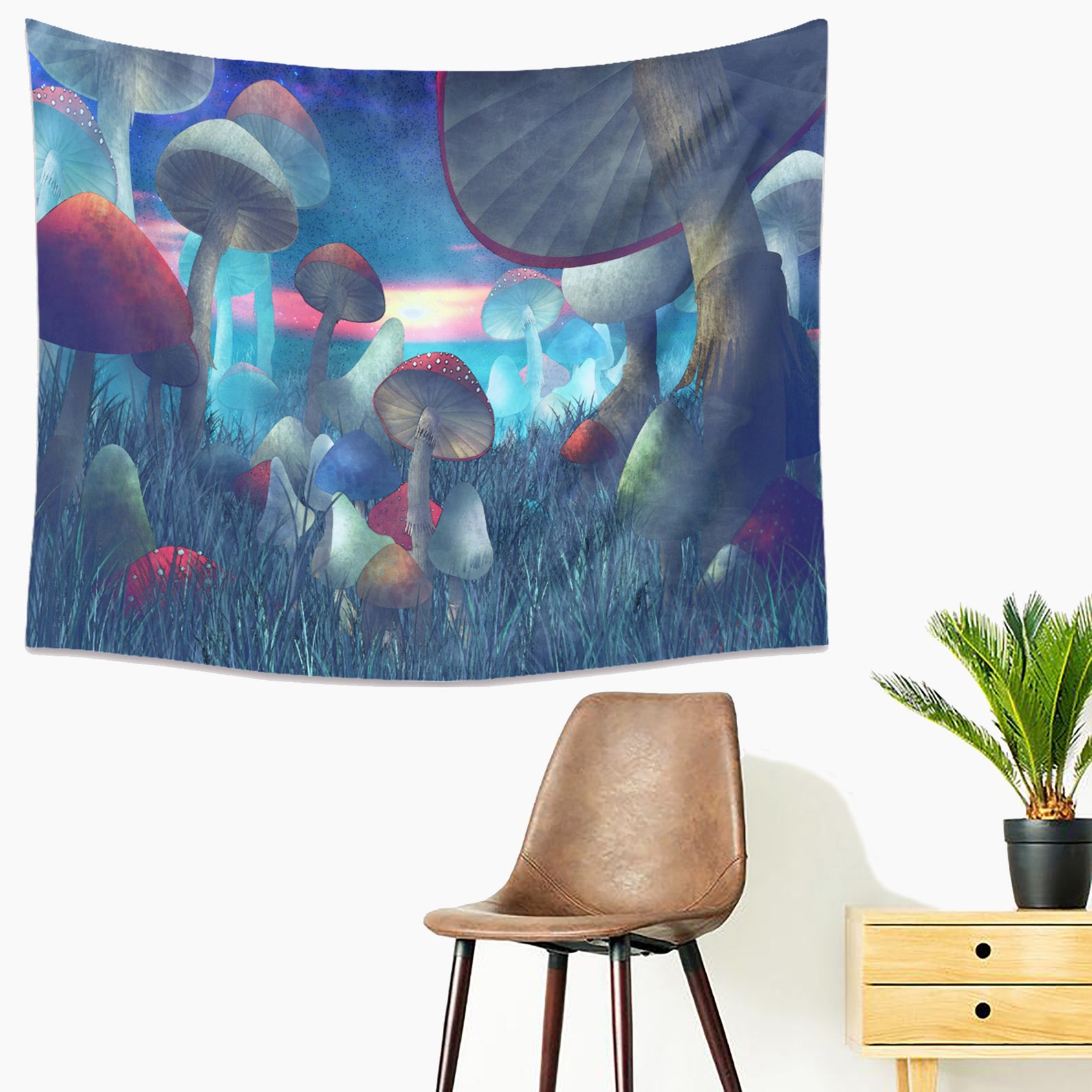 Colorful Mushroom Fantasy Wall Tapestry Botanical Tapestry Etsy