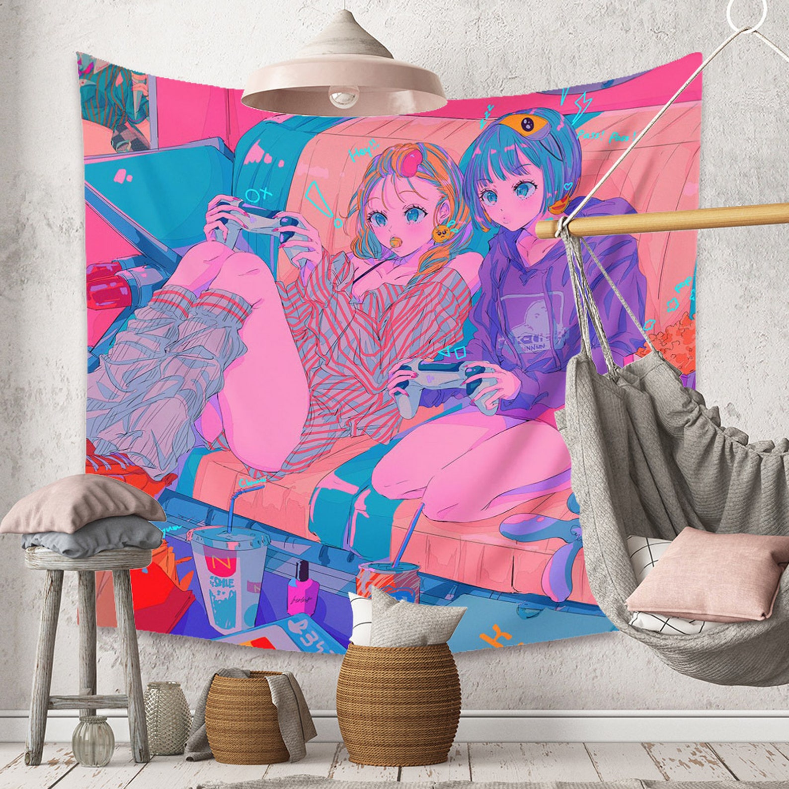 Anime Girl Tapestry Sexy Girl Kawaii Tapestry Girl Tapestry Etsy