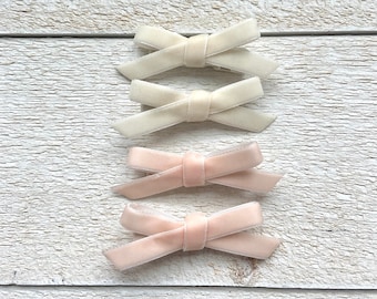 Velvet Pigtail Bow Set: Baby Barrettes, Toddler Hair Clips