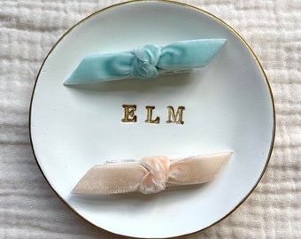 Small Knotted Velvet Baby Barrettes: No-Slip Hair Clips
