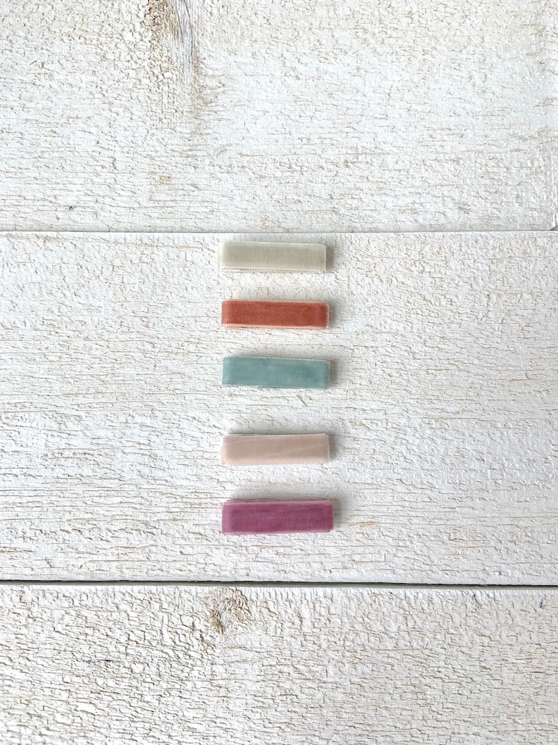 Small Velvet Fully Lined Barrettes Baby Barrettes Toddler Etsy