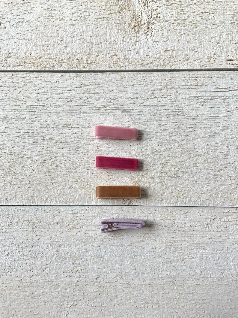 Small Velvet Fully Lined Barrettes Baby Barrettes Toddler Etsy