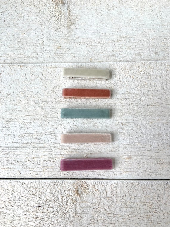 Medium Velvet Fully Lined Barrettes, Baby Barrettes, Toddler Barrettes, Baby Hair Clips, Toddler Hair Clips, No Slip Barrettes, BOHO Clips