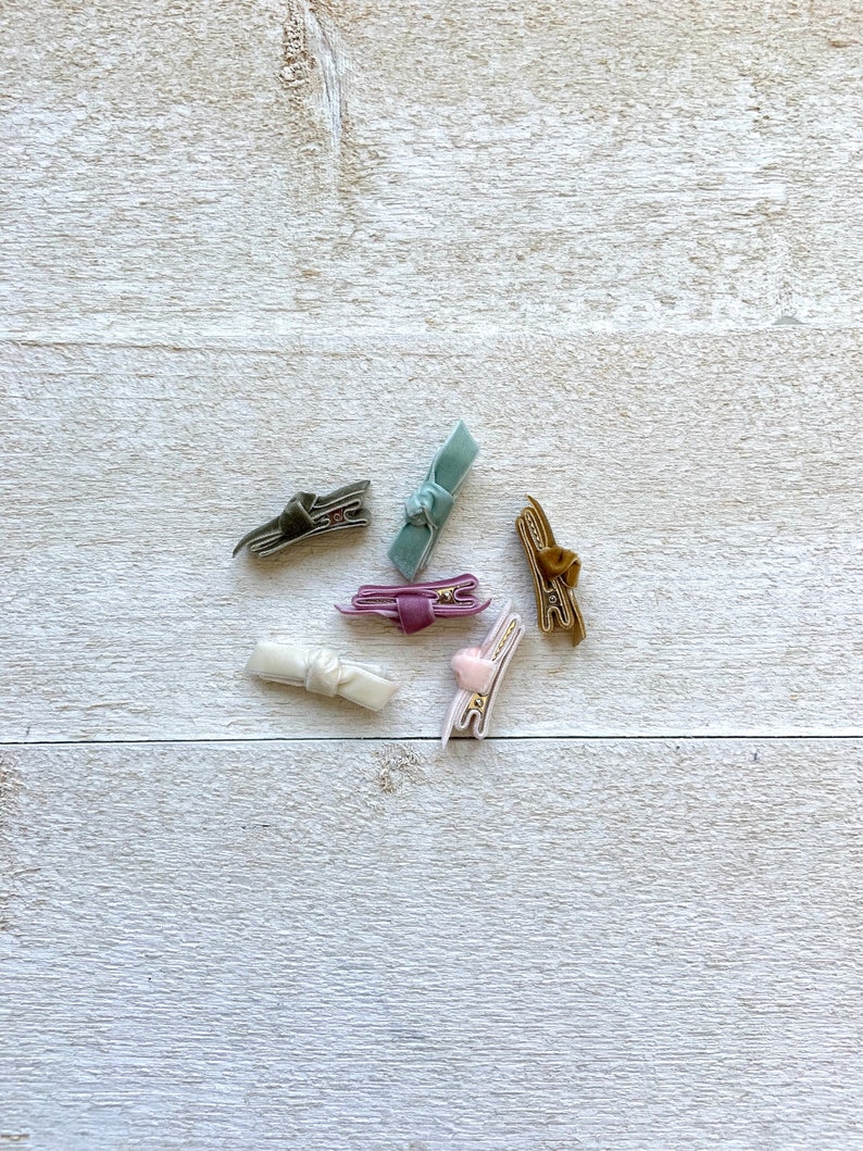 Small Knotted Velvet Barrettes Baby Barrettes Toddler Etsy
