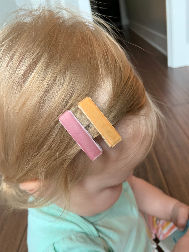 Small Velvet Fully Lined Barrettes Baby Barrettes Toddler Etsy