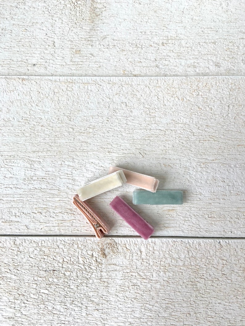 Small Velvet Fully Lined Barrettes Baby Barrettes Toddler Etsy