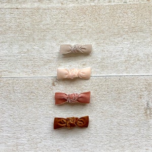 Knotted Velvet Baby Barrettes: No-Slip Alligator Hair Clips (Set of 2)