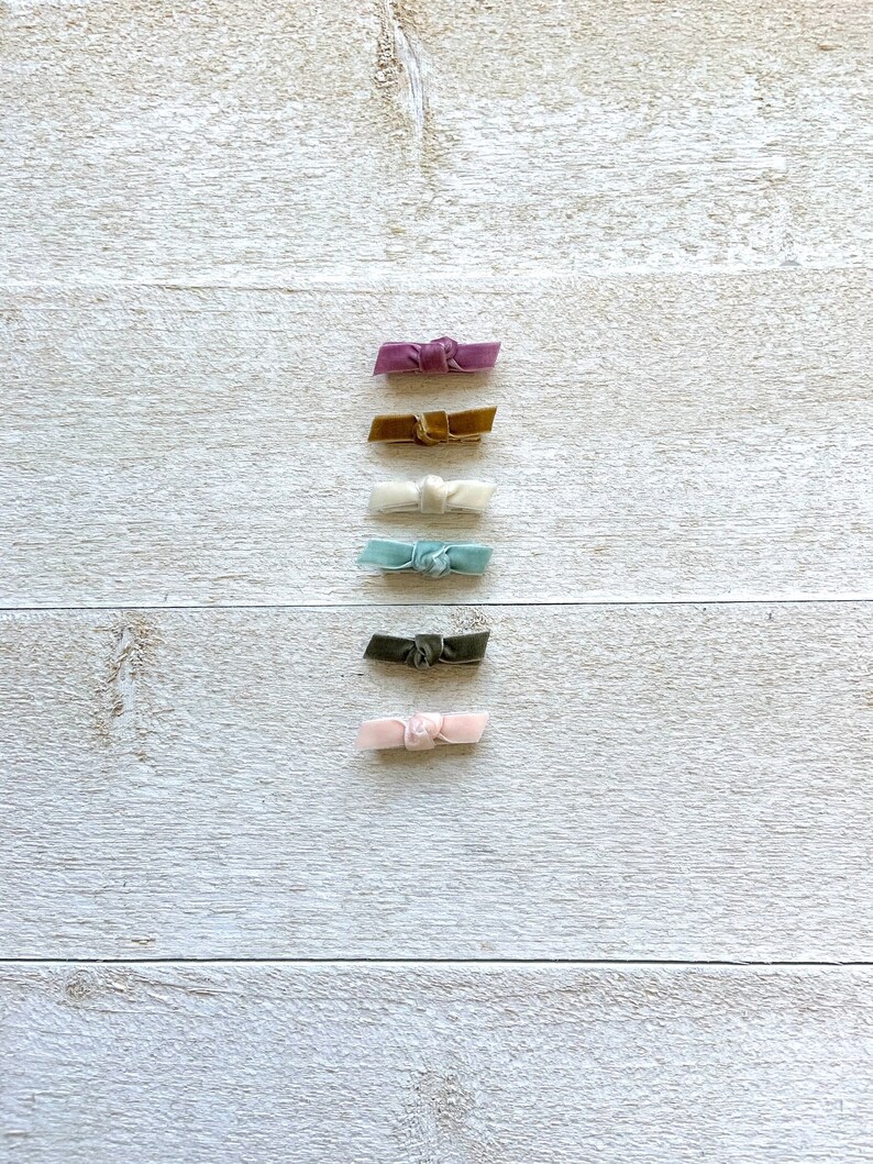 Small Knotted Velvet Barrettes Baby Barrettes Toddler Etsy