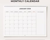 Minimalist Monthly Calendar 2026 | Monday Start | Clean & Spacious Layout | PDF Download