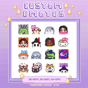 カスタム ピクセル アート 8 ビット エモート (Twitch/Discord/ストリーム) (かわいい、かっこいい、ちび、その他)