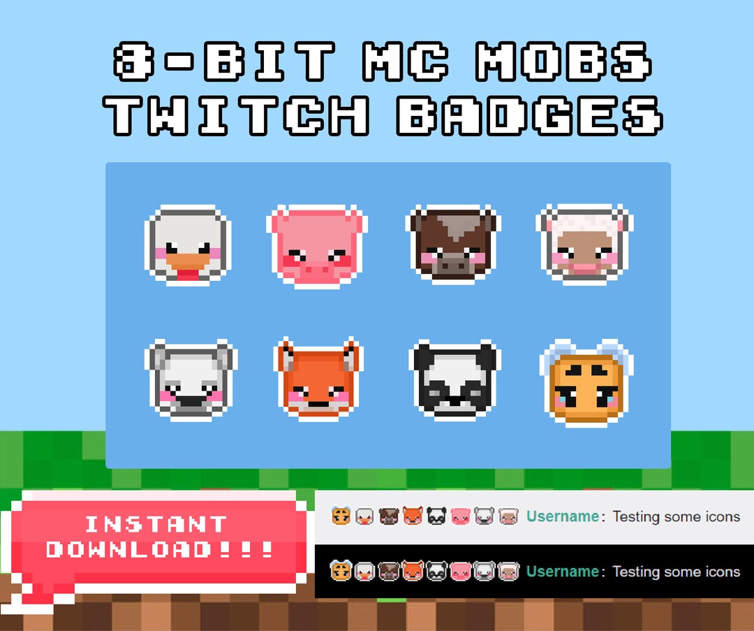 Twitch Cute 8-bit Animal Sub Badges Pixel Art - Etsy Canada