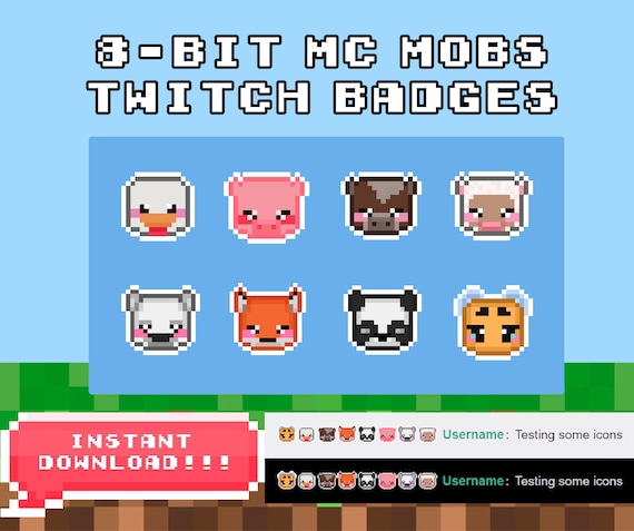 Twitch Cute 8 Bit Animal Sub Badges Pixel Art Etsy