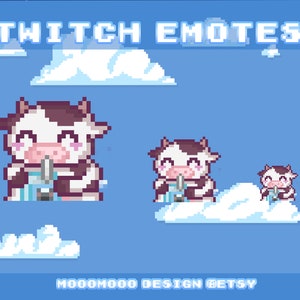Cute 8-Bit Pixel Drinking Milk Cow - Twitch Emote