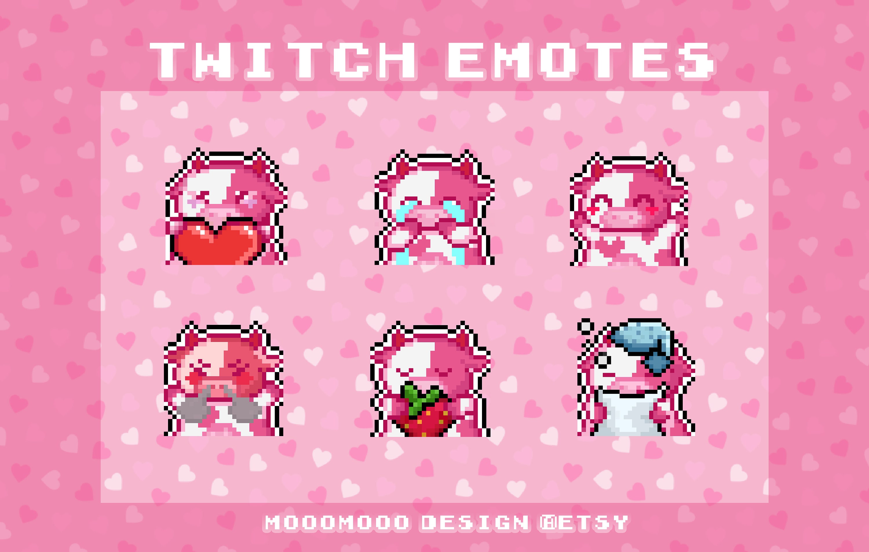 twitch Custom 8bit pixel art emotes Sub Badges cute Kawaii etsy.