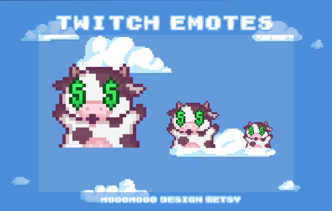 Cute 8-bit Pixel Money Yay Cash Cow Twitch Emote - Etsy Canada