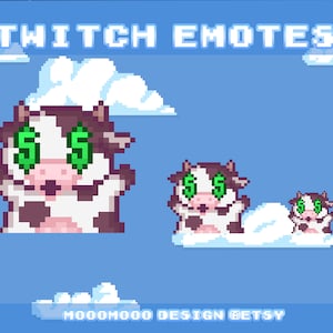 Cute 8-Bit Pixel Money Yay Cash Cow - Twitch Emote