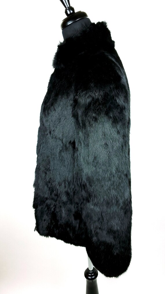 Vintage Rabbit Fur Jacket with Zip Front & Pocket… - image 4