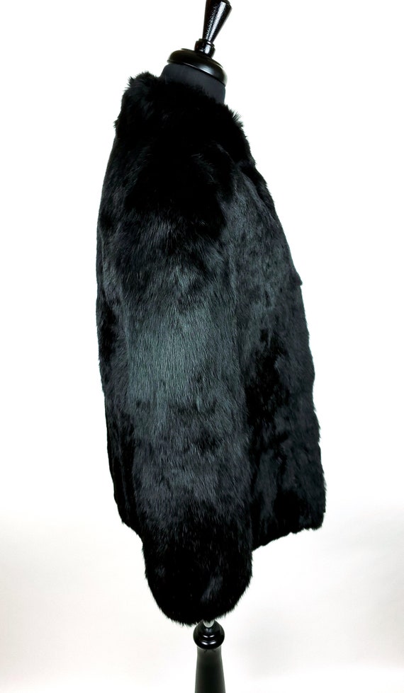 Vintage Rabbit Fur Jacket with Zip Front & Pocket… - image 3