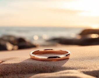 Luxury 18K Rose Gold Wedding Band 2mm Dome - Handcrafted, Polished, Timeless Elegance, Perfect for Couples, Custom Fit & Engraving