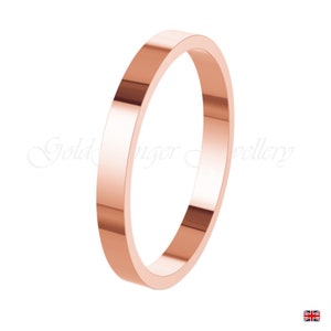 9K Solid Rose Gold 3mm Wedding Ring Band FLAT-Shape Lightweight Size H -Z (375 & Workshop Stamp)