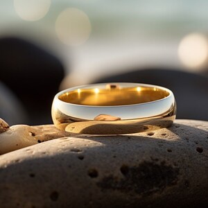 Luxury Handmade 5mm Dome 9K Yellow Gold Wedding Band, Polished finish Timeless, Elegant, Free Custom Engraved, Ideal for Him & Her zdjęcie 2