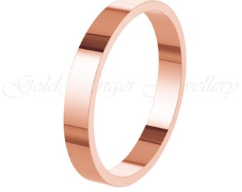 18K Solid Rose Gold 5mm Wedding Ring Band Flat Shape Lightweight Size H -Z (750 & Workshop Stamp)