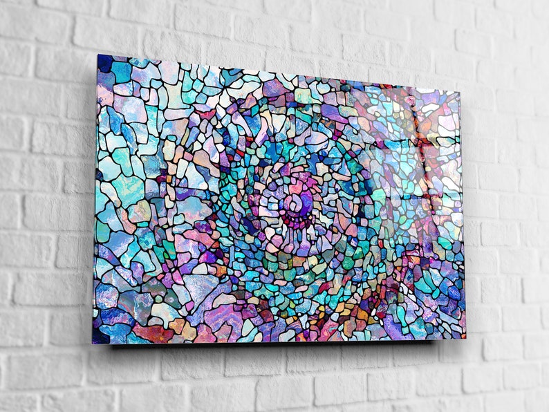 Stained Glass Tempered Glass Printing Wall Art Modern Wall Etsy