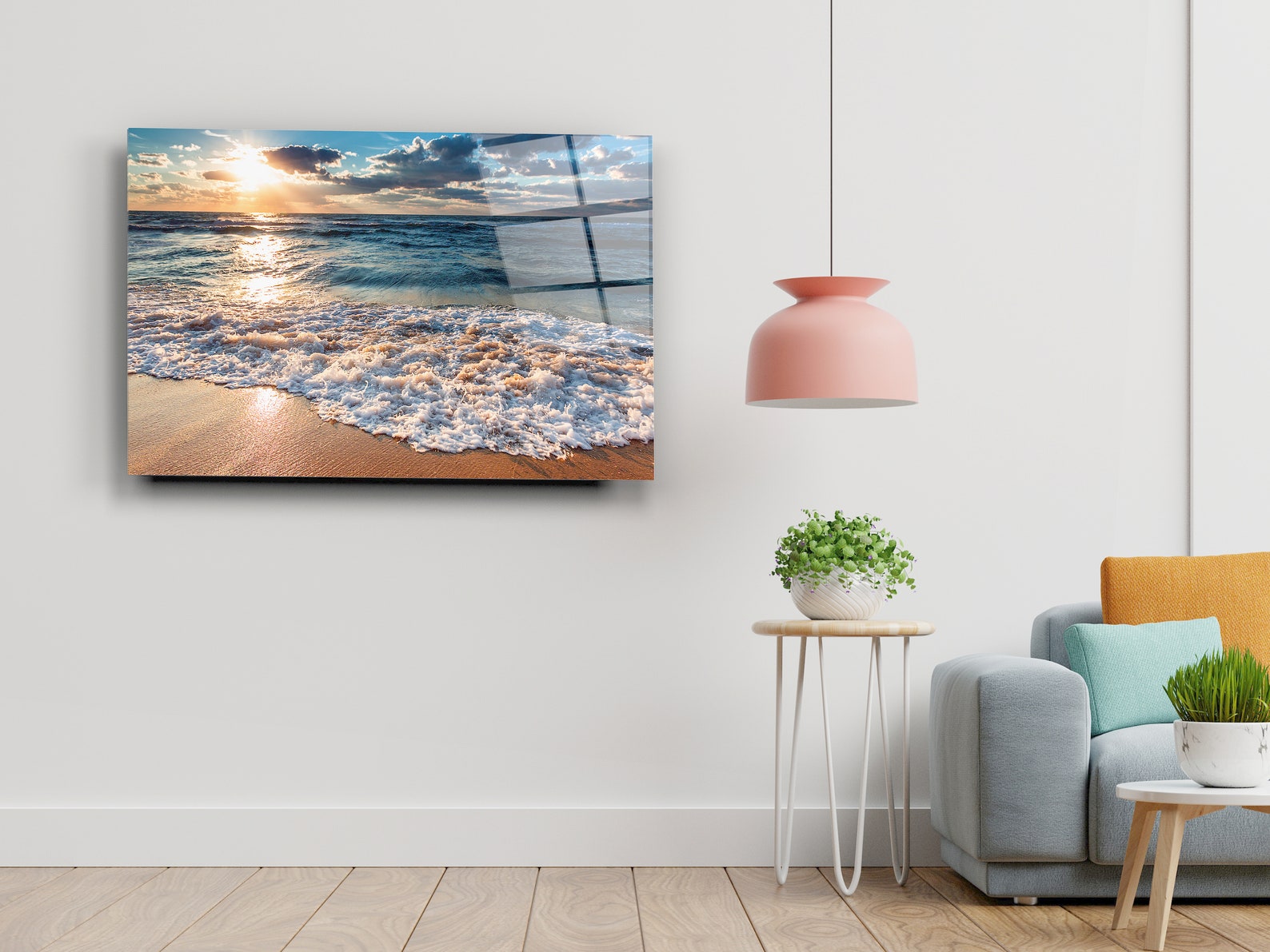 Ocean Sunset Tempered Glass Printing Wall Art Modern Wall Etsy