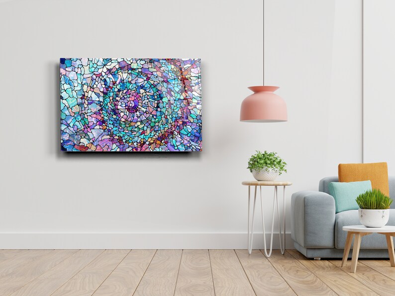 Stained Glass Tempered Glass Printing Wall Art Modern Wall Etsy