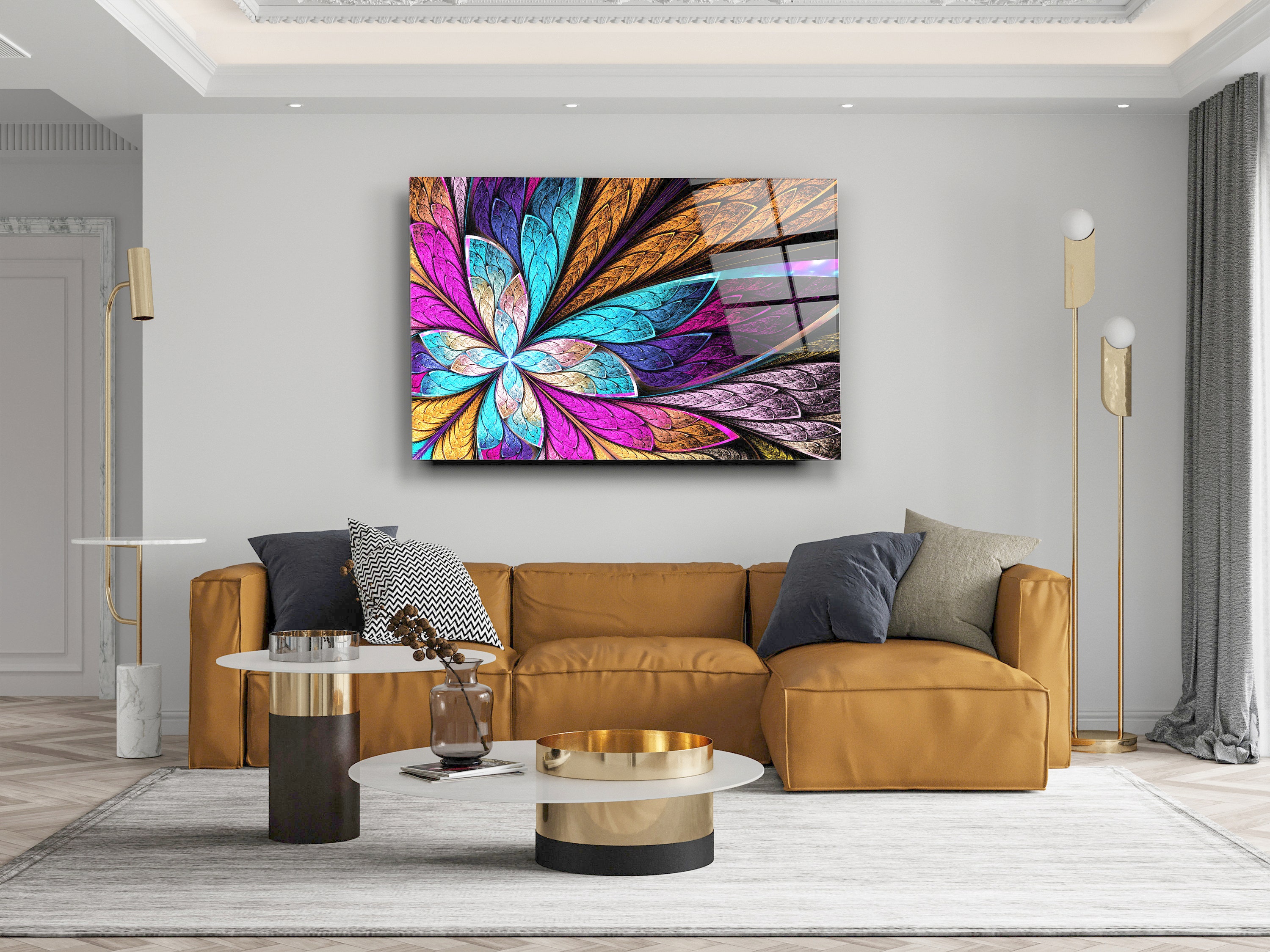 Abstract Tempered Glass Printing Wall Art Modern Wall Art Etsy