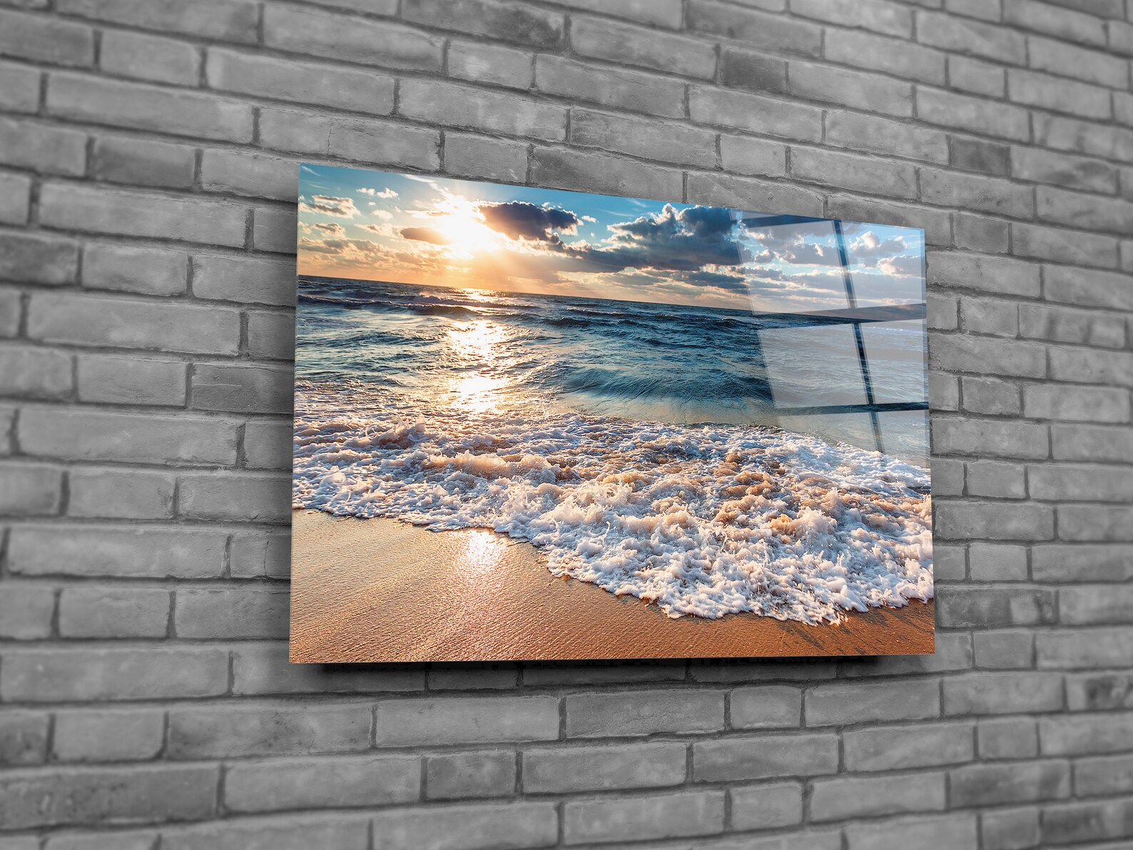 Ocean Sunset Tempered Glass Printing Wall Art Modern Wall Etsy