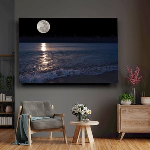 Moon on the Sea Tempered Glass Printing Wall Art , Extra Large Wall Art,Modern Glass Art, Mother's Day Gift image 4