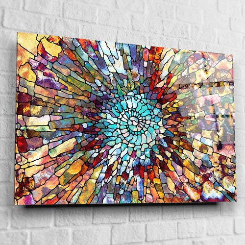 Stained Glass Tempered Glass Printing Wall Art Modern Wall Etsy