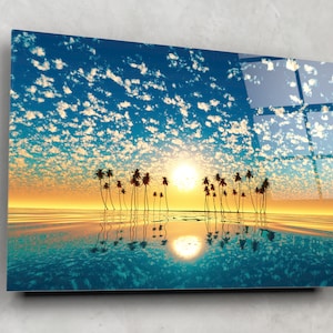 Sunrise on the Beach Tempered Glass Wall Art-Extra Large Wall Art-Modern Glass Art-Wall Hangings-Personalized Gift-Mother's Day Gift