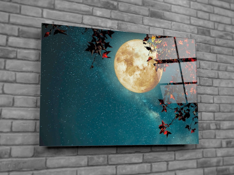 Modern Wall Art Moon over the Tree Tempered Glass Printing Wall Art Extra Large Wall Art,Modern Glass Art Christmas Gift Modern Wall Art Moon over the Tree Tempered Glass Printing Wall Art Extra Large Wall Art,Modern Glass Art Christmas Gift