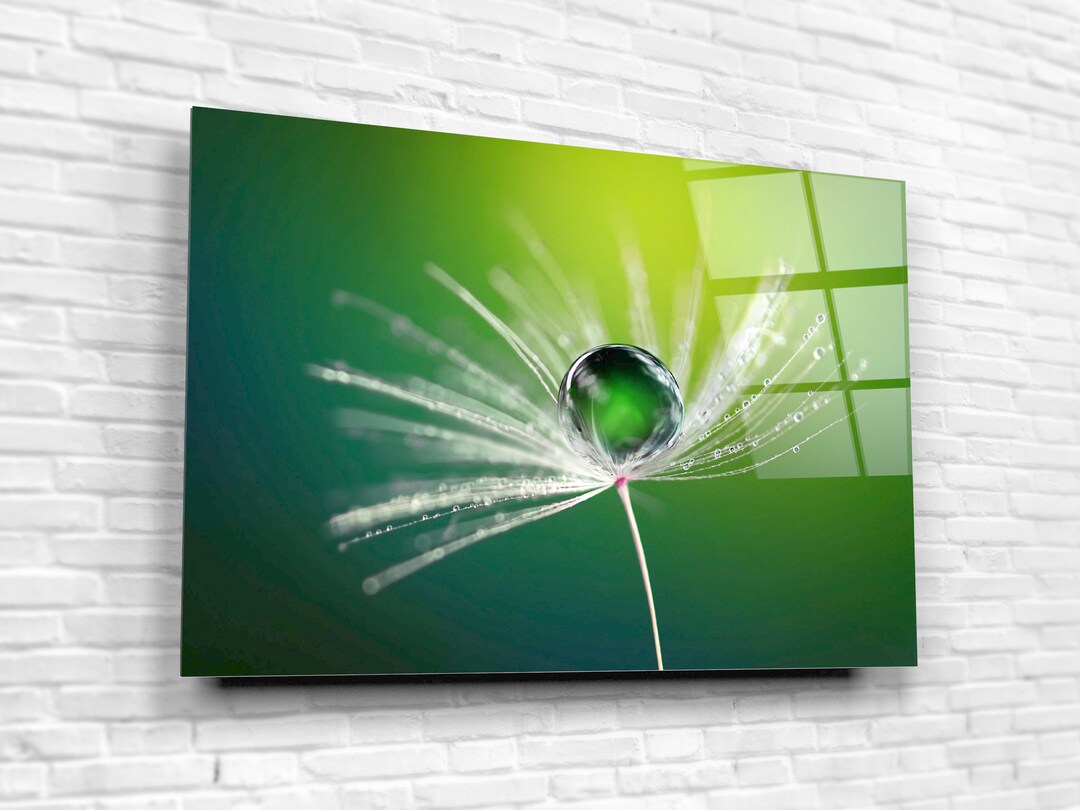 Dandelion Glass Art Tempered Glass Printing Wall Art Modern Etsy