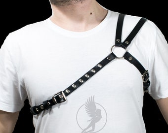 Men Leather Harness, Male harness, Simple Leather Harness, Chest Harness, R...