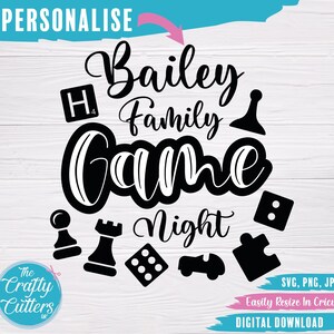 Noche de juegos en familia SVG, Archivo de corte SVG personalizado, Noche de juegos, Descarga digital, PNG, Circut, Silueta, Vinilo, Calcomanía de vinilo, Jpg, Regalo