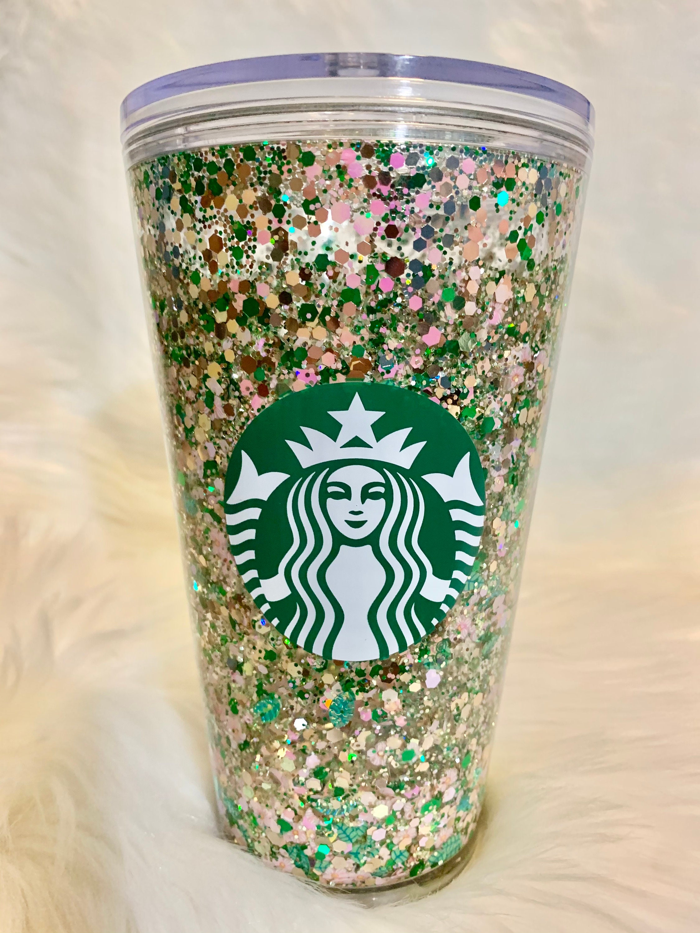 Pink Daisy Flower Glitter Starbucks Snowglobe Glitter Tumbler | Etsy