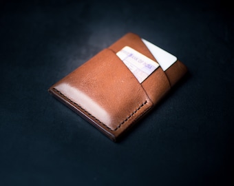 Minimalist Vertical Wrap Card Wallet V1, Handmade Wallet for Men, Mens birthday gift, Leather Bifold Wallet